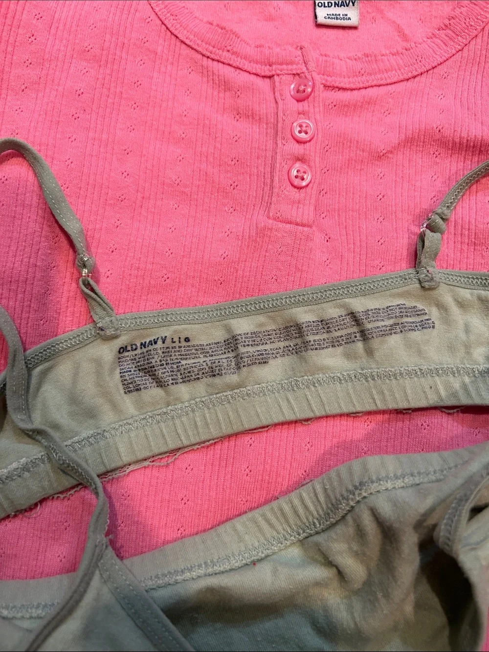 Old Navy Girls Short Sleeve Bundle and  Olive Bralette Layer